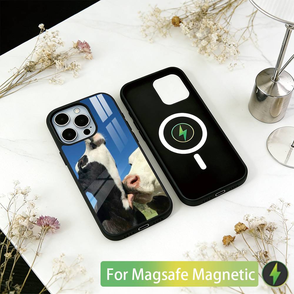 

Funny cute cows Phone Case For iPhone17,16,15,14,13,12,11 Plus,Pro Magnetic with Magsafe Wireless Charging iPhone14Plus