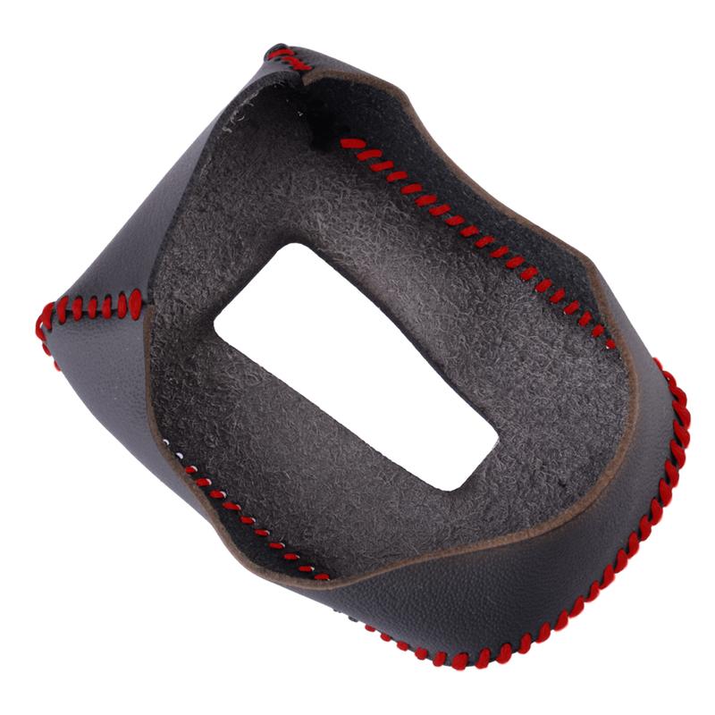 NEW Car Leather Gear Shift Knob Protector Cover Fit for Mitsubishi Outlander   Black With Red Line