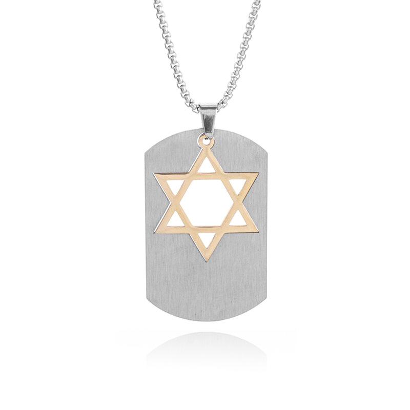 Hot-selling stainless steel hip-hop versatile hexagram army brand pendant personalized couple leisure necklace factory direct sales
