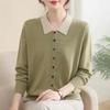 Alleskombinierbarer Regular Revers Temperament Pendlerstil Lockerer Pullover Langärmelig Herbst Pullover Top