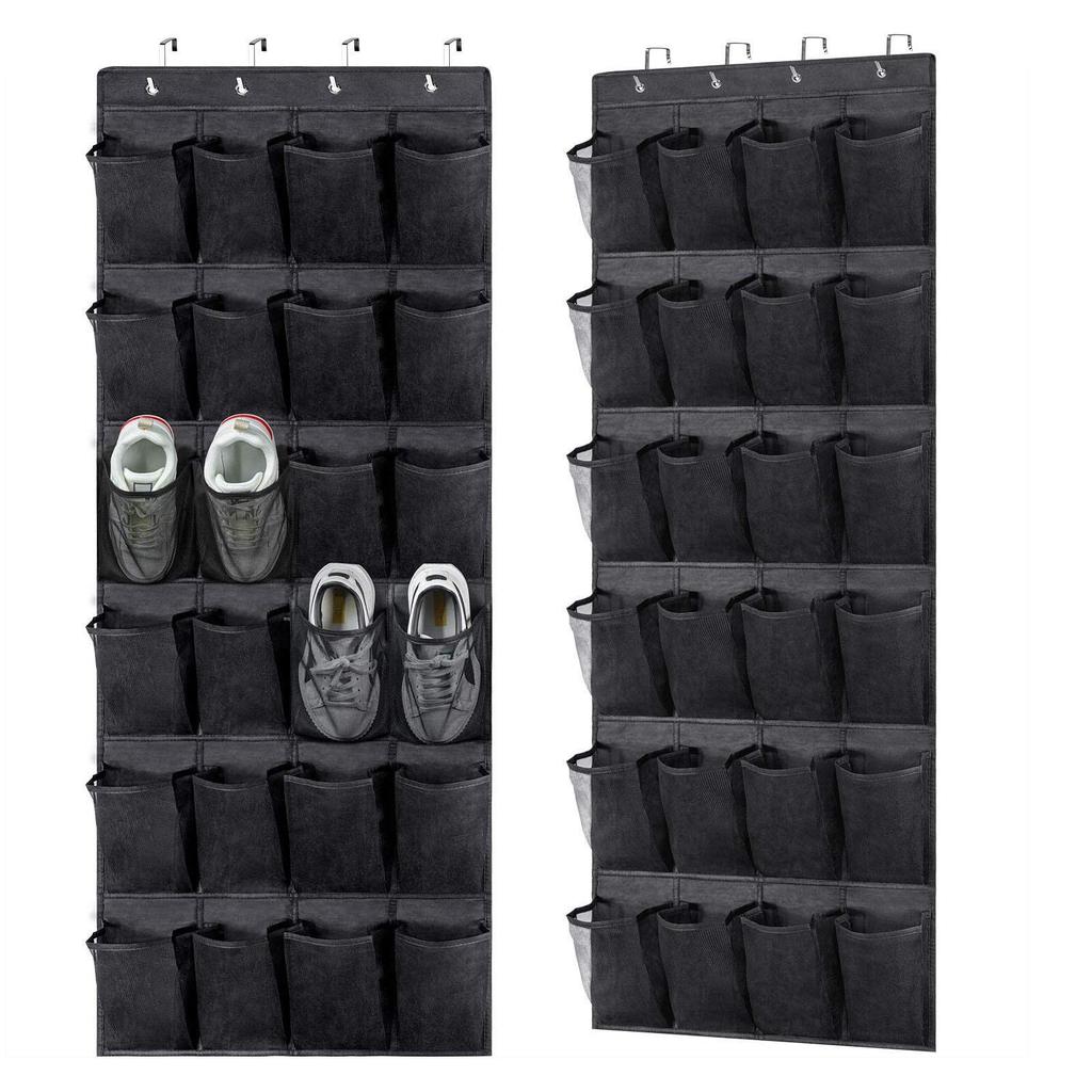 New 24-Compartment Fine Mesh Hanging Shoe Storage Bag with Reinforced Hooks