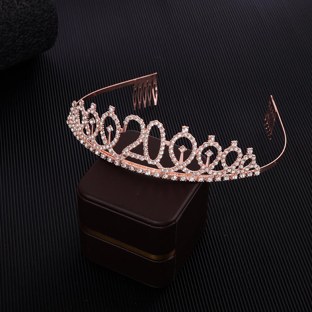 First Birthday Number Crown Water Diamond Headband  Ball Hair Accessory Anti Slip Cake  Decoration Alloy Hair Band
