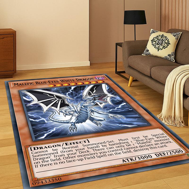 Anime Yu-Gi-Oh Karta Potwora Dywanik Kreskówkowy do Sypialni Salonu Kanapy Wycieraczka Dekoracja Domu, Dywanik do Strefy Gier dla Dzieci Antypoślizgowy Prezent