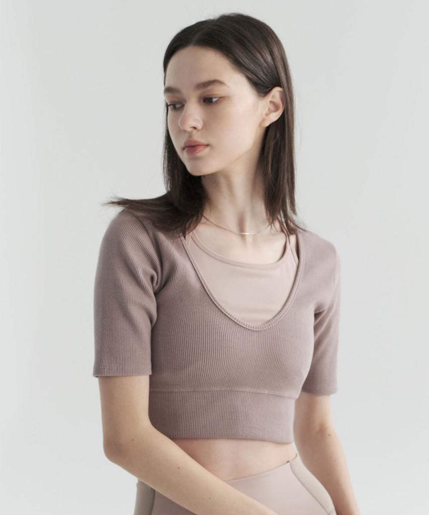 FOETTE Leaf Short Sleeve Crop Top - Pink