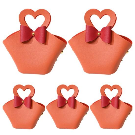 5 db-os ajándéktáska Kényelmes színes mini kézitáska Műbőr cukorkatáskák bulikhoz esküvők dekorációjához