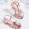 2025 Winter Rhinestone Crystal Flower Girls' Sandals: Stylish Flats & High Heels