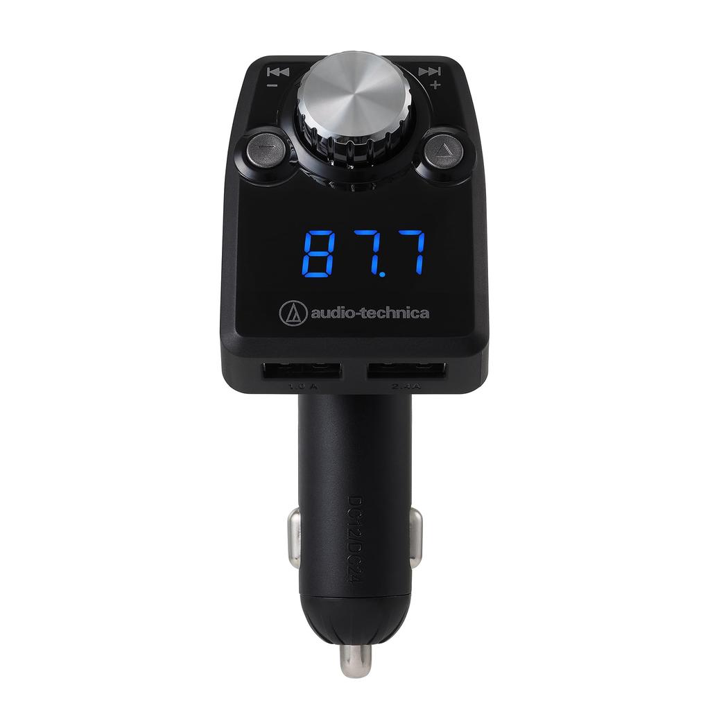Audio-Technica AT-FMR3BT BK Bluetooth FM Transmitter, Integrated 141ch Smartphone Charging, Tablet Charging, USB, Black