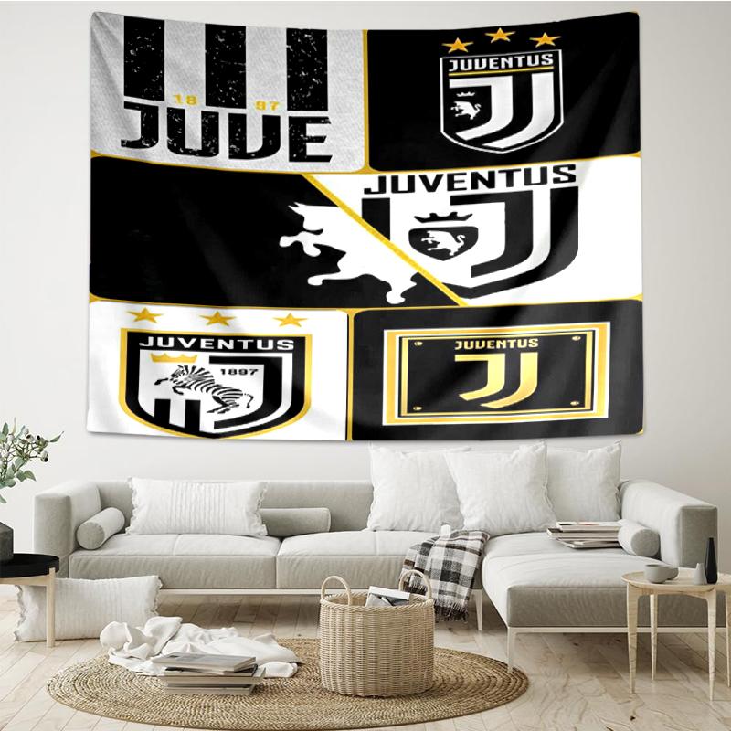 Juventus Football Club Print Tapestry, Backdrop, Easy Setup, Ideal for Bedroom, Office & Living Room, with Aesthetic Wall Hanging Decor.