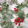 5.74ft Artificial Xmas Garland with Red Berry Pine Cone Faux Winter Greenery for Holiday Mantel Staircase Doorway
