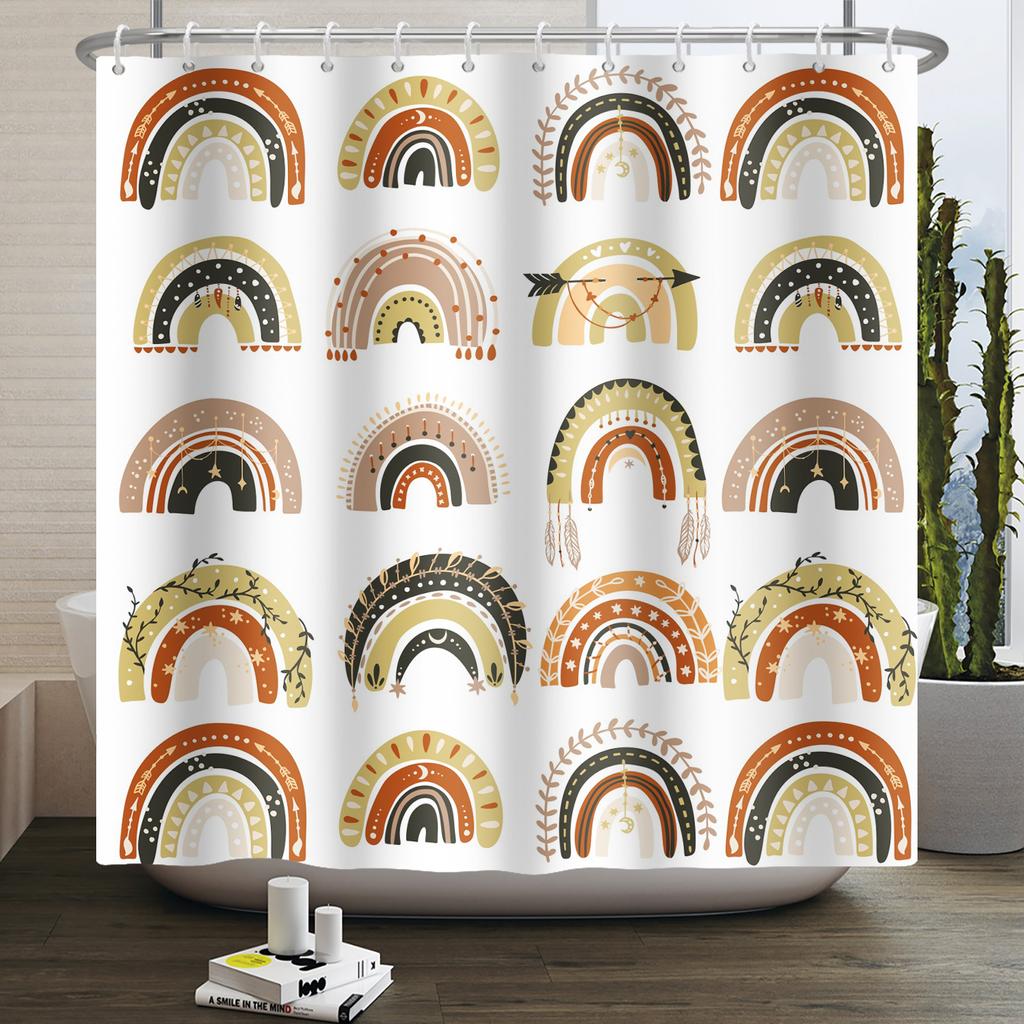 Cartoon Shower Curtain for Bathroom Kids Rainbow Cloud Sun Stars Flower Unicorn Cute Animals Waterproof Bath Curtain Home Decor
