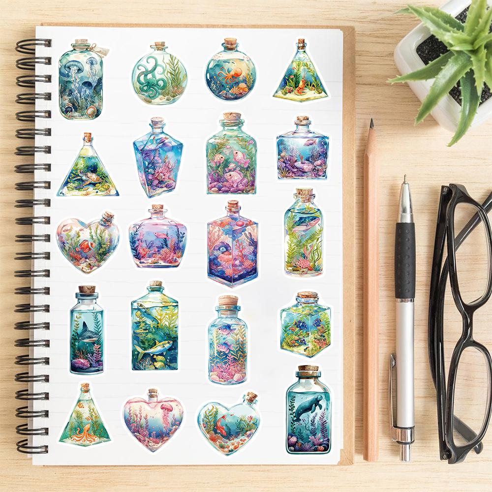 50PCS The World In A Bottle Underwater World Sticker Decorative Creative Laptop Bicycle Skateboard Phone Art Motorcycle Sticker