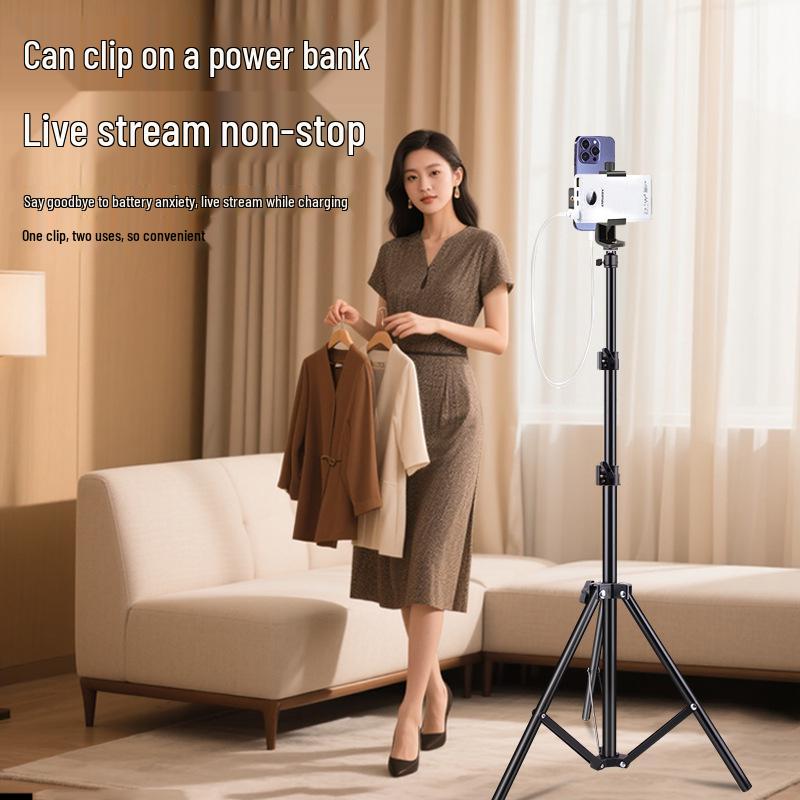 Dual-Camera Mobile Teleprompter Stand for Live Streaming - Portable Handheld & Desktop Universal Stand