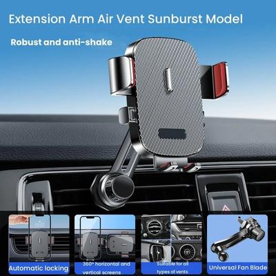 Suporte de telefone para carro com ventilação de ar rotativa 360° e braço de extensão - Suporte universal para painel de instrumentos para telefones de 4 a 7,2"