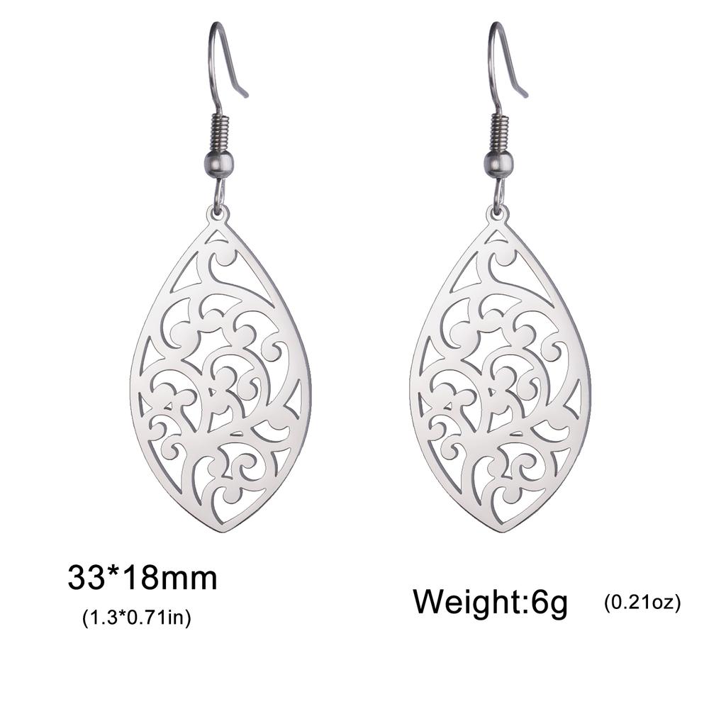 Bohemian Flower Filigree Drop Earrings Stainless Steel Waterproof Dangle Earring Women Ethnic Jewelry Valentine Gift