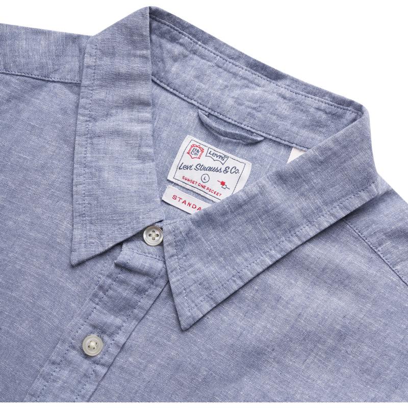 Levis Solid Color Comfortable Casual Short Sleeve Shirt Men shirts Blue 86624-0048