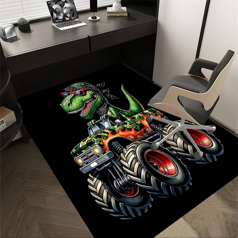 

1PC Dinosaur Truck Non-Slip Floor Carpet Compatible for Office&Living Room&Bedroom&Dining room - Flat-Weave Machine-W301 60cm by 90cm