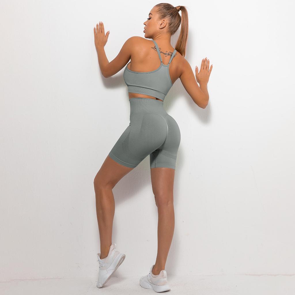 Peach Smiling Face Hip Yoga Shorts Yoga Clothes Fitness Bra Underwear Suit Women