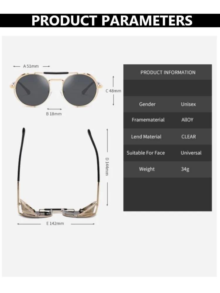 Modne Retro Steampunkowe Okulary Przeciwsłoneczne Męskie Markowe Designerskie Okrągłe Parowe Punkowe Metalowe Okulary Słoneczne Gogle Dla Kobiet UV400