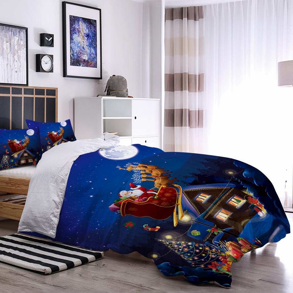 Roupa de cama de 3 peças Papai Noel Alce, Capa de edredom, solteiro, casal, Decoração de quarto Presente de Natal, leve, Confortável 3D, Conjunto de 3 peças