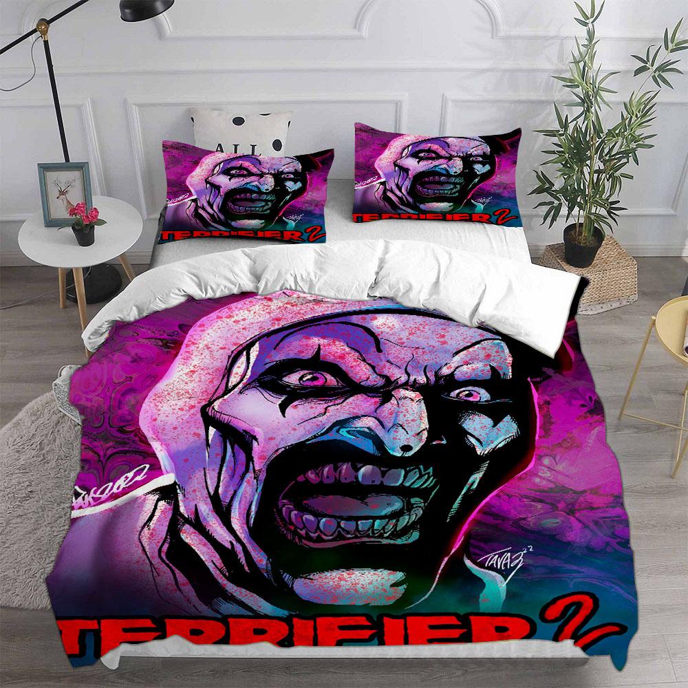 Terrifier 2 (2022) Bedding Sets Bed Cover Comforter Duvet Cover Pillow Case 2-3 Pieces Sets Horror Christmas Decoration