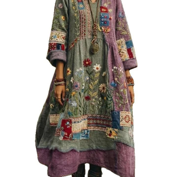 European and American new shirts, dresses, bohemian vacation style pendulum skirts, printed dresses