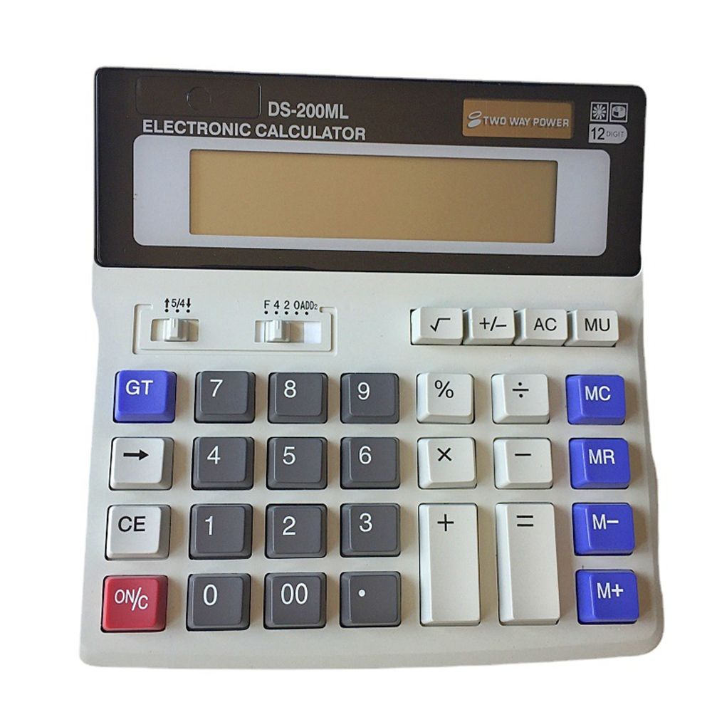 Nova Calculadora de Mesa Financeira Multifuncional de 2 Vias com Alimentação, Botões Grandes para Escritório, Display Inclinável Grande
