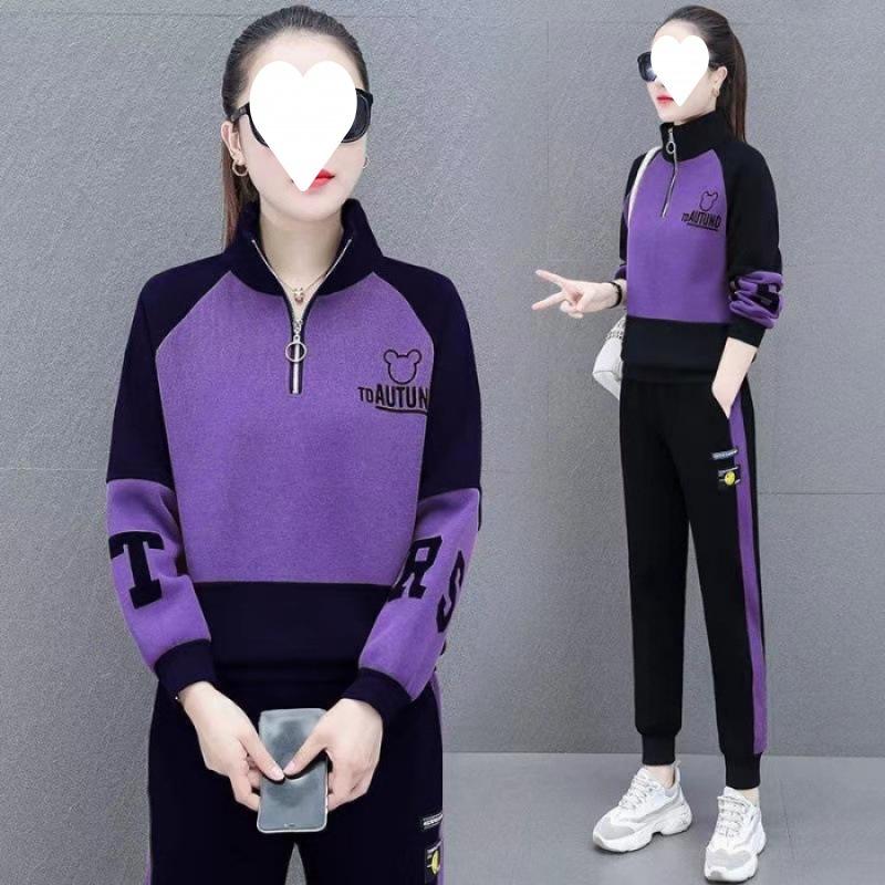 Spring and Autumn Clothing for Middle-aged and Elderly Mothers, Fashionable Casual Sportswear Suits, Women's Sweatshirts, Middle-aged Two-piece Sets
