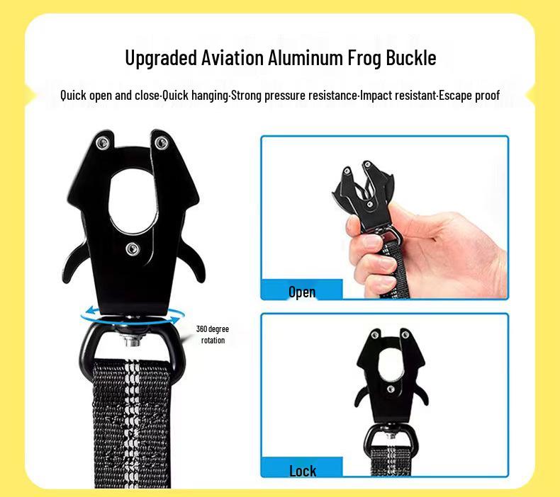 Reflective Shock-Absorbing Retractable Dog Leash with Anti-Escape Frog Buckle