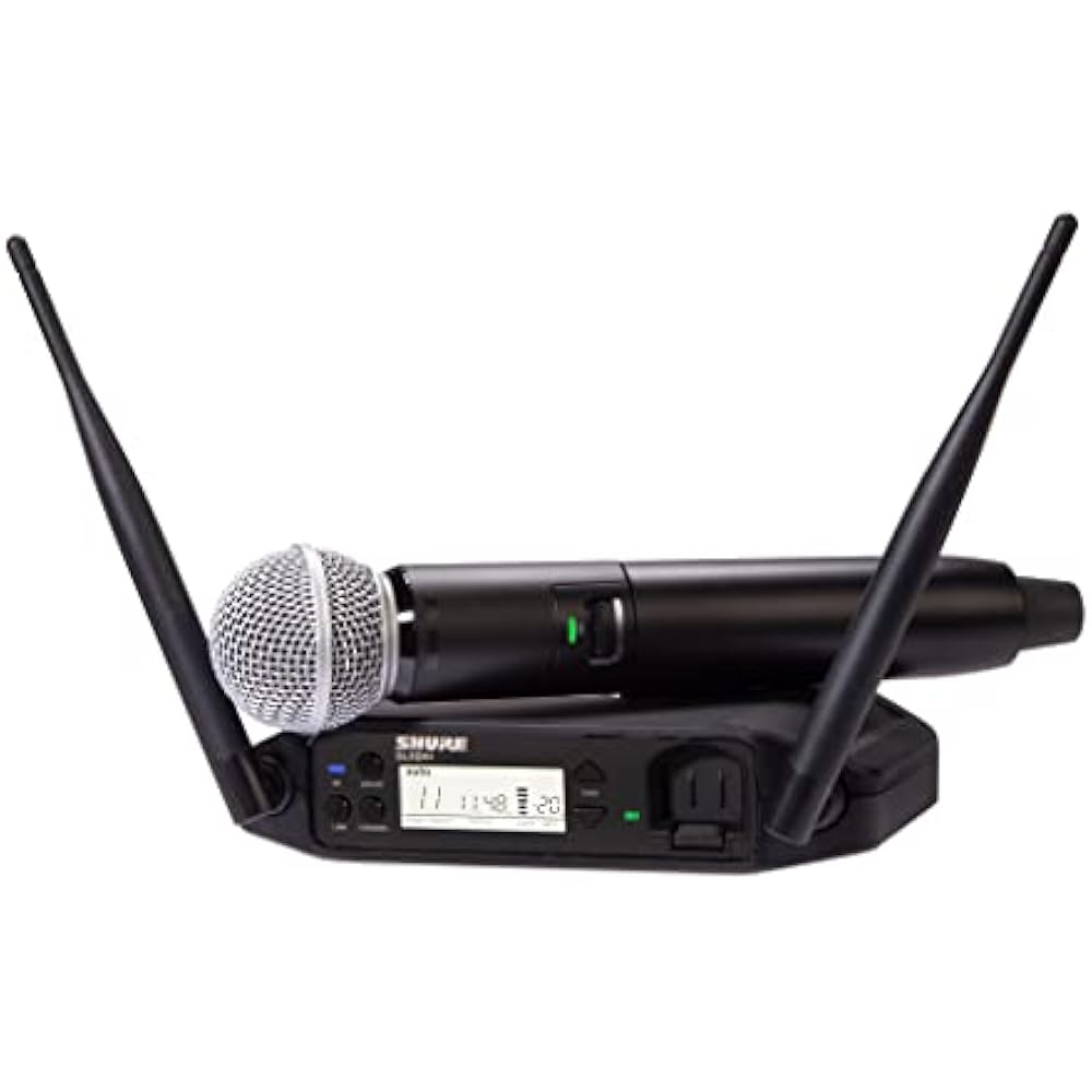 

SHURE GLX-D24+/SM58 vocal wireless system SM58 wireless handheld microphone tabletop receiver han...