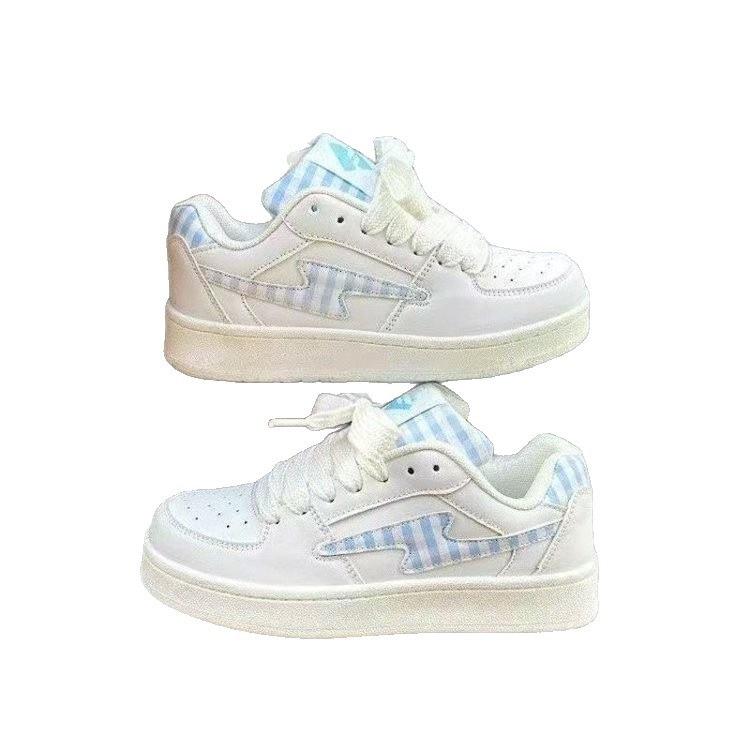 Korean version of niche thick-soled checkered bread shoes women's ins tide 2025 autumn new student versatile casual board shoes