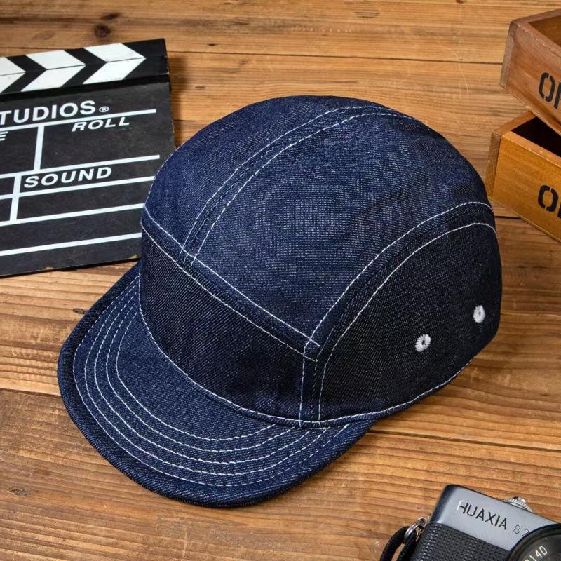 Spring And Summer Hat Female Retro Washed Denim Personality Short Edge Cap Couple Tooling Short Edge Baseball Cap Men Adjustable синий