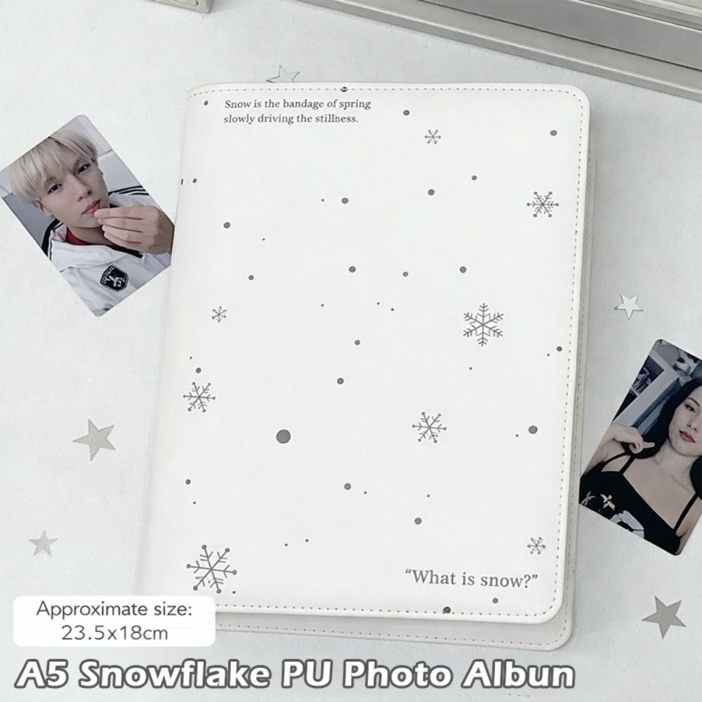 High Quality PU Photocard Binder Loose-leaf White Snowflake Photo Card Holder Photo Album