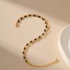 Women 18k Gold Plated Copper Double Layer Anklet With Black Acrylic Bead Extender Design