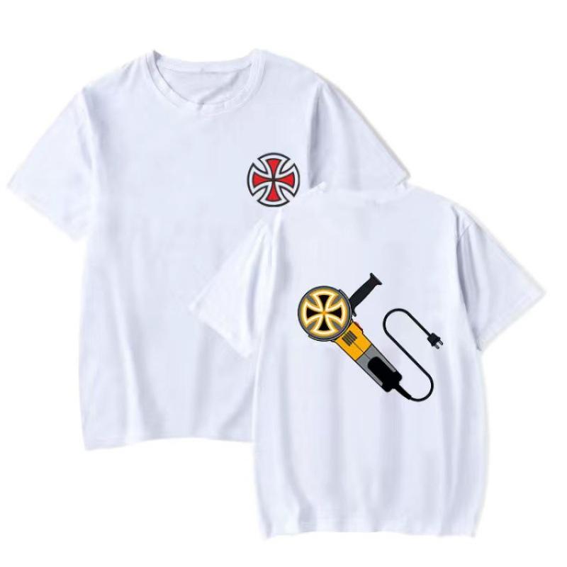 Amerykańska Moda Koszulka Skateboardowa Czysta Bawełna Z Nadrukiem Krótki Rękaw Neutralna Pasująca do Wszystkiego High Street Letnie Topy T-shirt