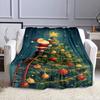 Santa Decorating Christmas Tree Patterned flannel blanket perfect for the bedroom living room, sofa, or a little nap