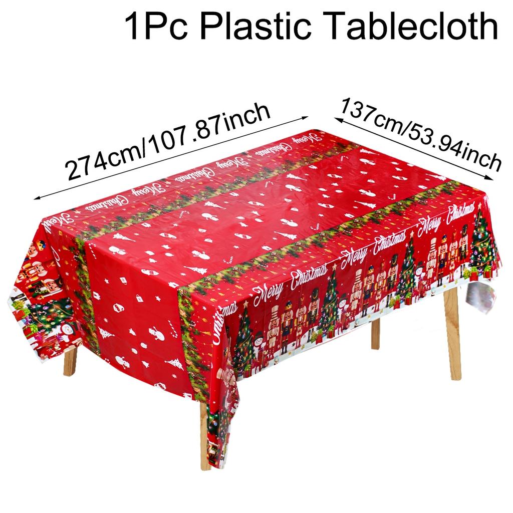 Christmas Disposable Tablecloth Christmas Decorations for Home 2026 Table Cover Navidad Noel New Year Gifts Dining Table Decor