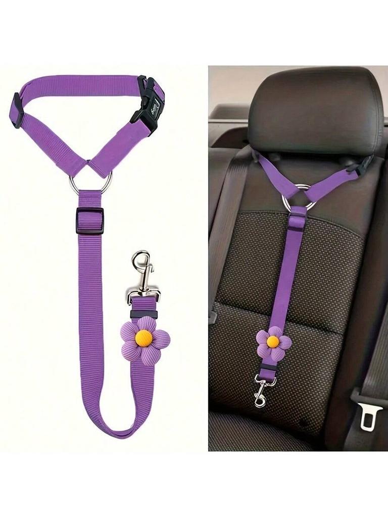 Düz Renk İki-in-bir Evcil Hayvan Araba Emniyet Kemeri Naylon Tasma Arka Koltuk Emniyet Kemeri Ayarlanabilir Köpek Tasması Evcil Hayvan Aksesuarları