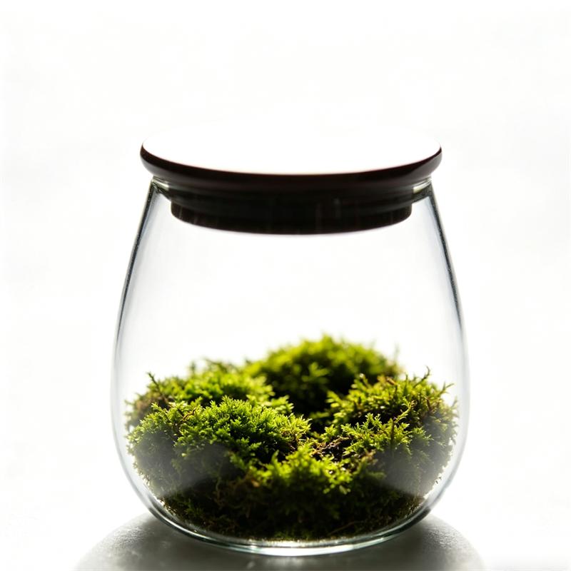 Moss Micro Landscape Small Glass Bottle with Lid Plant Terrarium Jar Vase Container Home Green Plant Decor