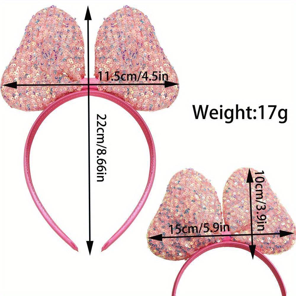 6pcs of Fashionable Multi-Color Sequined Large Bow Headbands Suitable for Girls As Gifts