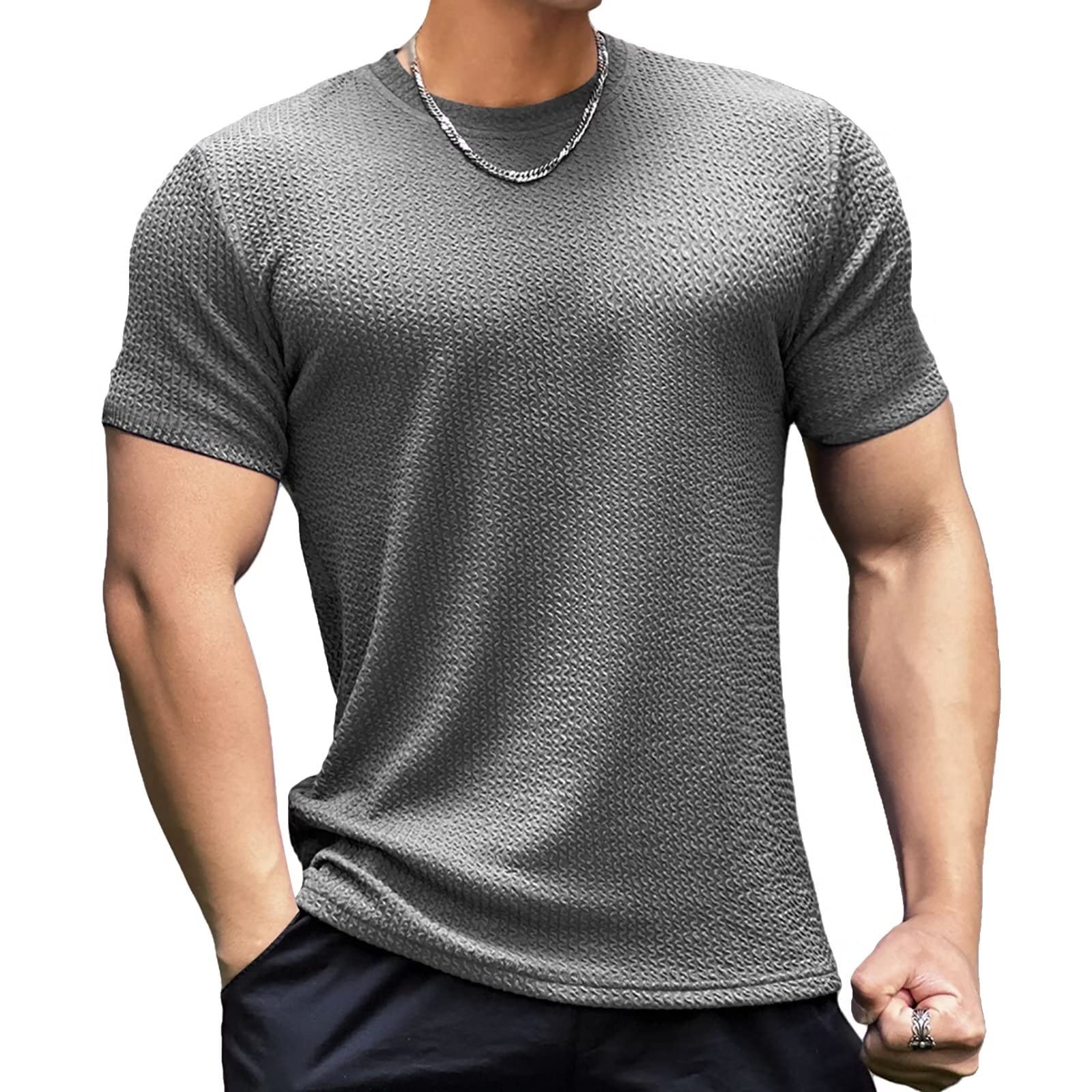 

Gym Short Muscle Fitness Sweat Quick Short Gray L [Anmur] Футболка, Рукав, Мужская тренировочная, Растяжка, Тренировка, Спортивная, Стильная, Впитывающая, серый