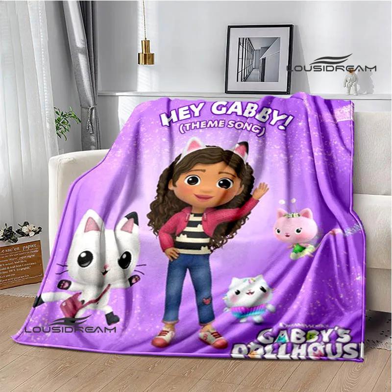 Gabby's Dollhouse Cute Anime Printed Blankets Picnic Blanket Flannel Warm Blanket Travel Blankets Bed Linings Birthday Gift