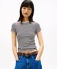 Tamijinseu Slim Fit Letters Edge Rib T-Shirt (T32G1Tto53Twt10Aq)