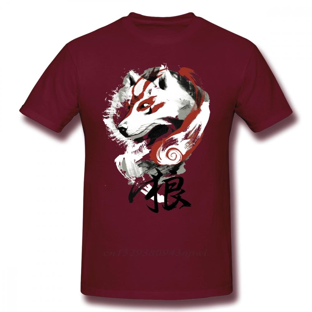 Okami T Shirt Wolf TShirt Graphic Tee Shirt Awesome 100 Cotton Short Sleeve Male Classic Tshirt Guys Punk Designer Streetwear