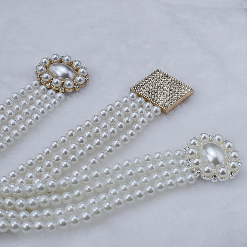 Decorative Dress Pearl & Diamond Elastic Waist Chain Belt