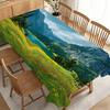 Party Tablecloth/Table Cover: Lush Alpine Meadow Tablecloth with Golden Wildflowers and Emerald Lake, Durable, No Electricity Needed, Perfect for Outd