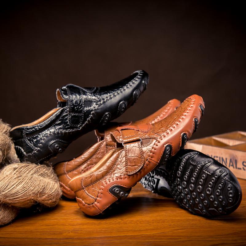 Buty Outdoor dla mężczyzn Skórzane buty codzienne Męskie klasyczne wsuwane mokasyny Wygodne męskie trampki w stylu brytyjskim