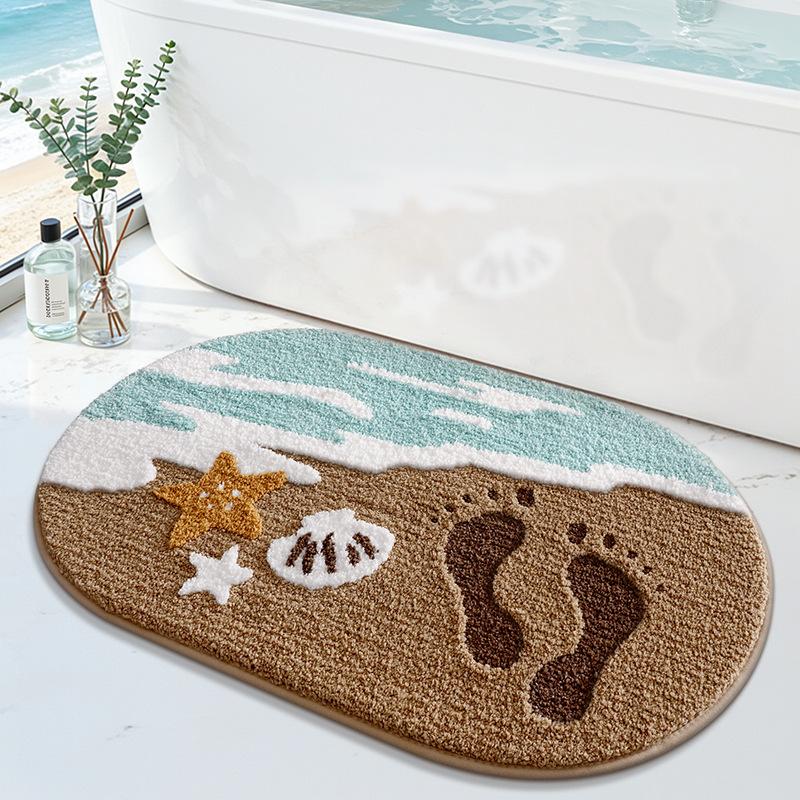 Leaves Non-Slip Bath Floor Mat Bathroom Fluffy Cashmere Absorbent Soft Rug Pad Children Room Carpet Carpet Home Decor Floor Mats
