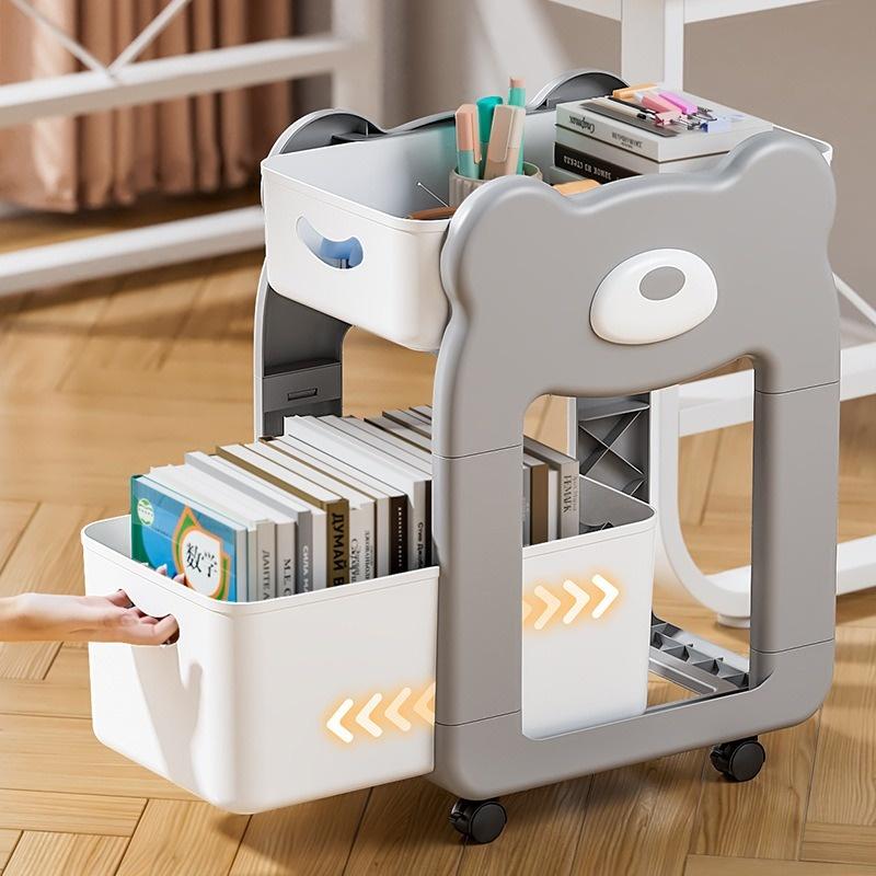 Multifunctional Mobile Bookshelf Cart for Desk Backpack Snack Storage Student Study Organizer Home Dormitory Space Saving Shelf