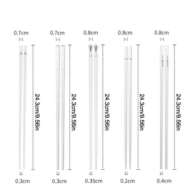 5/10Pairs White Gold Chopsticks Set Healthy Korean Sushi Sticks Chopsticks Reusable Non-Slip Chopsticks For Party Hotel Restaura