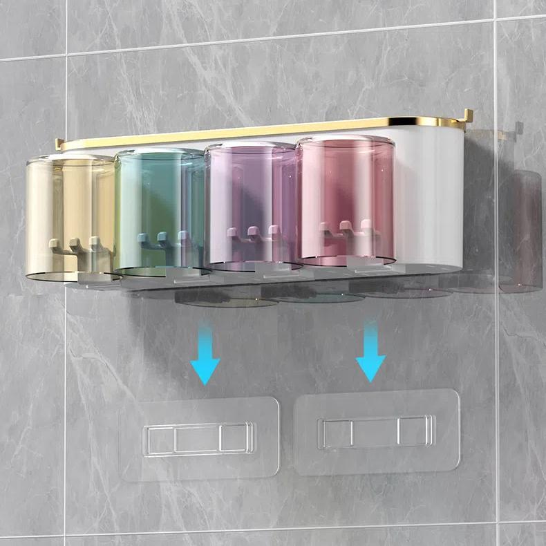 Toothbrush Holder With Squeezer Perforation-free Bathroom Shelf Mouthwash Cup Toothbrush Holder
